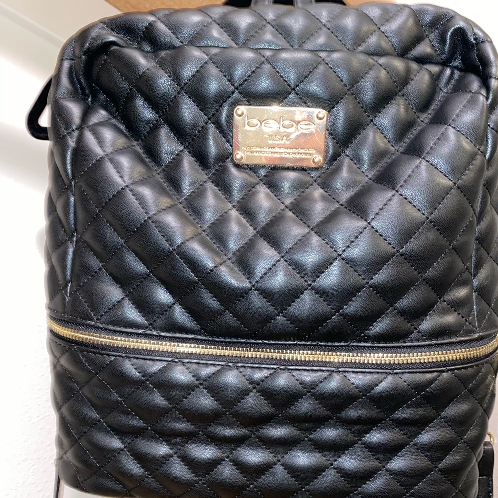 Black BEBE backpack with gold hardware!